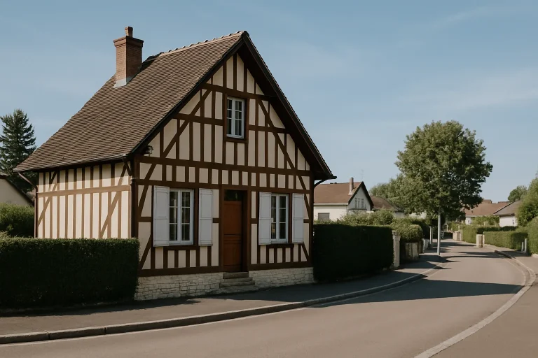 Vue d'une maison propre à Troyes après un nettoyage extrême, ensoleillée.