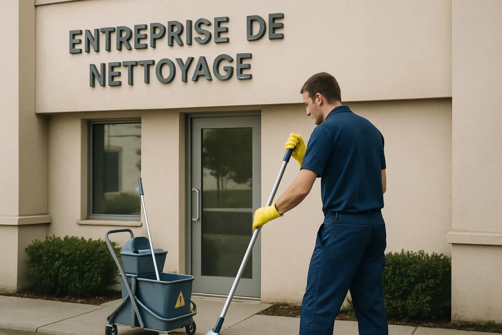 Équipe de nettoyage nettoyant un appartement à Les Noës-près-Troyes avec des équipements spécialisés.